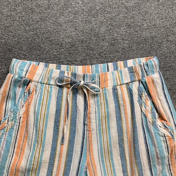 Briggs Shorts Womens M Medium Creamsicle Blue Linen Blend Drawstring Relaxed Fit - Picture 3 of 12